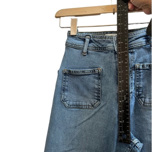 Zara Wide Leg Marine Jeans w Front Patch Pockets - Picture 2 of 4